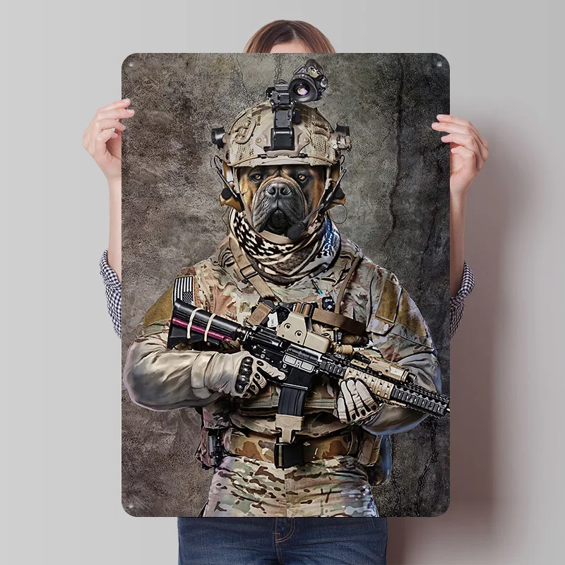 Bullmastiff Elite Soldier Poster Customized Vintage Metal Signs Wall Art Retro Tin Plaque for Custom Plate Desk Decor House Home