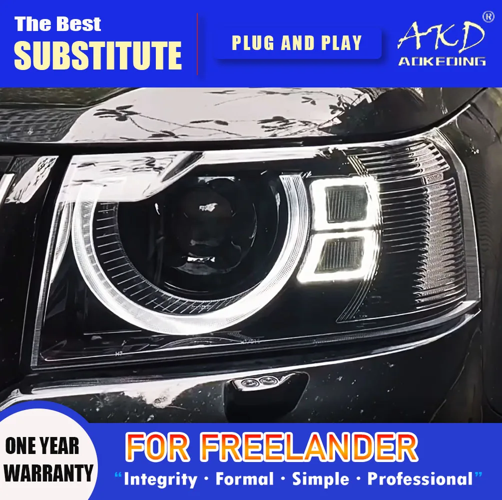 AKD Head Lamp for Freelander LED Headlight 2005-2012 Headlights Freelander 2 DRL Turn Signal High Beam Angel Eye Projector Lens