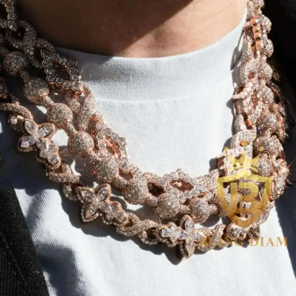 

Arrival Hip Hop Jewelry Vvs Moissanite Cuban Link Chain Cross Design Moissanite Ice Out Cuban Chain Pass Diamond Test
