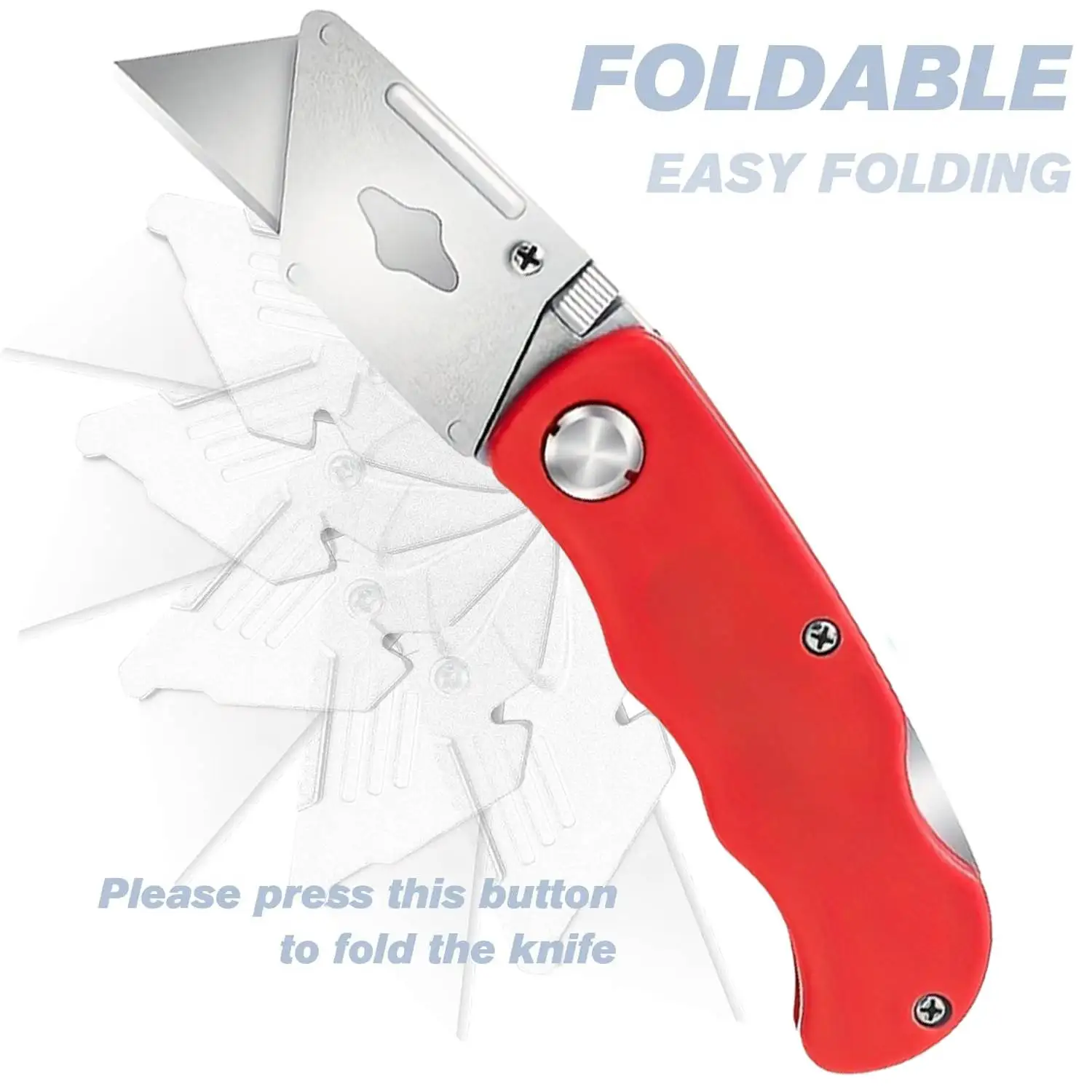 8-Pack Folding Box Cutter Knives, Plastic Cardboard Opener, Pocket Knife, Utility Knives, Metal Construction for Home, Office