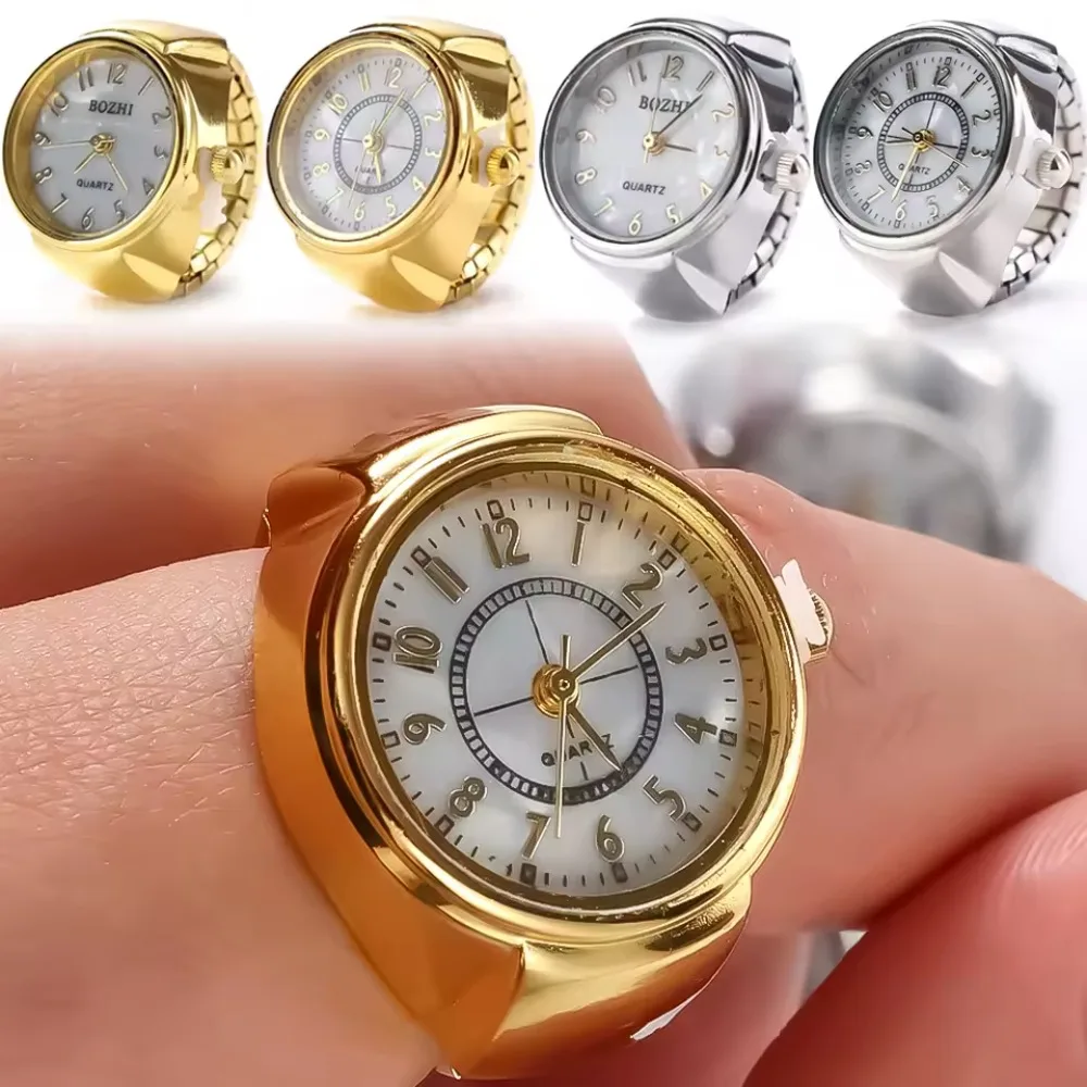 Punk Quartz Finger Watch Ring for Women Men Gothic Watches Rings Digital Watch Elastic Stretchy Rings Jewelry Clock Gift