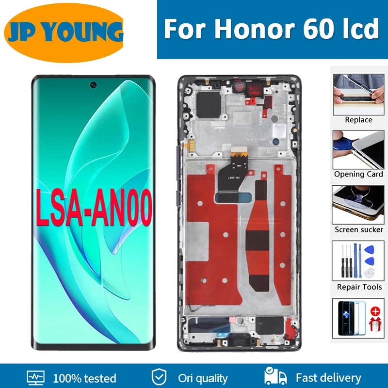 6.67'' Original OLED For Huawei Honor 60 lcd LSA-AN00 display with frame touch screen digitizer Assembly for honor60 lcd display