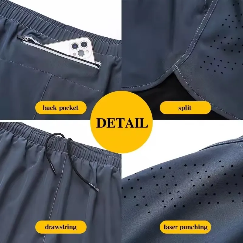 Men's Running Shorts Quick-drying Fitness Black Double Layer Shorts Men New Sport Workout Training Bodybuilding Short Pants image 4