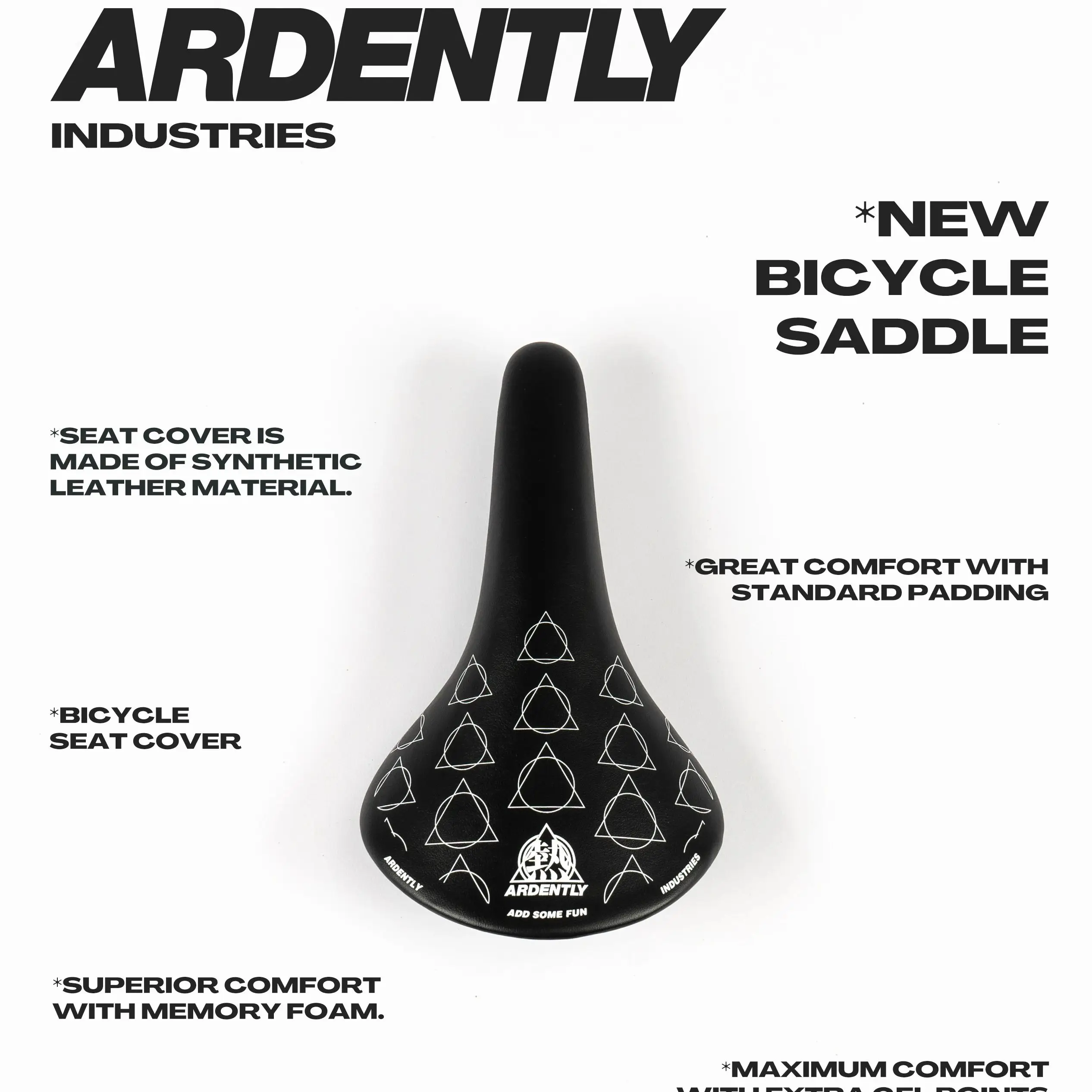 ARDENTLY Bike Saddle FixedGear Road Cycling Seat  Breathable Shockproof Non-slip Thicken Bicycle Soft Seat Cushion MTB TrackSeat