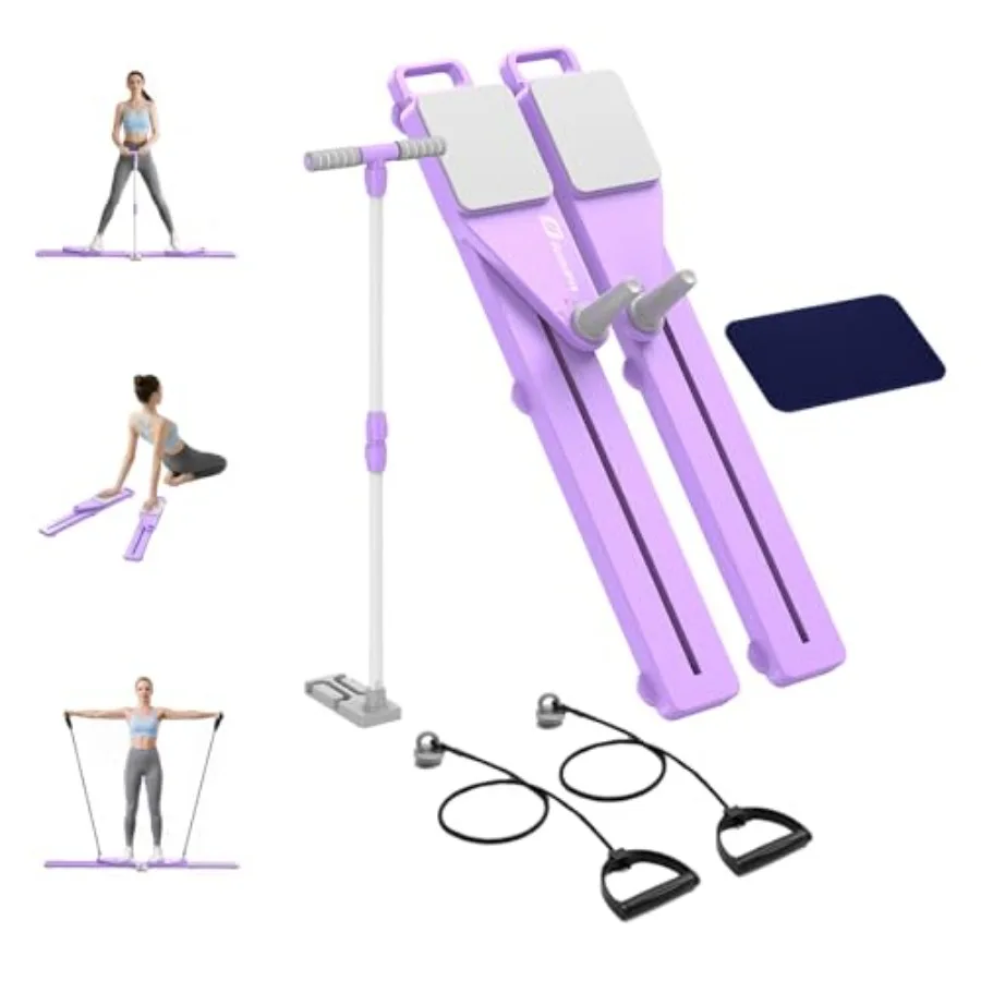 2026 Upgrade 6-in-1 Pilates-Brett - Multifunktionales Rutschfestes Geräuschloses Pilates-Brett Tragbare Pilates-Reformer-Maschine für Ganzkörpertraining
