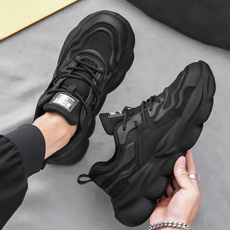 New Men's Thick Sole Platform Sneakers Spring Casual Running Breathable Lightweight Shoe Trendy Height Increase Athletic for Men