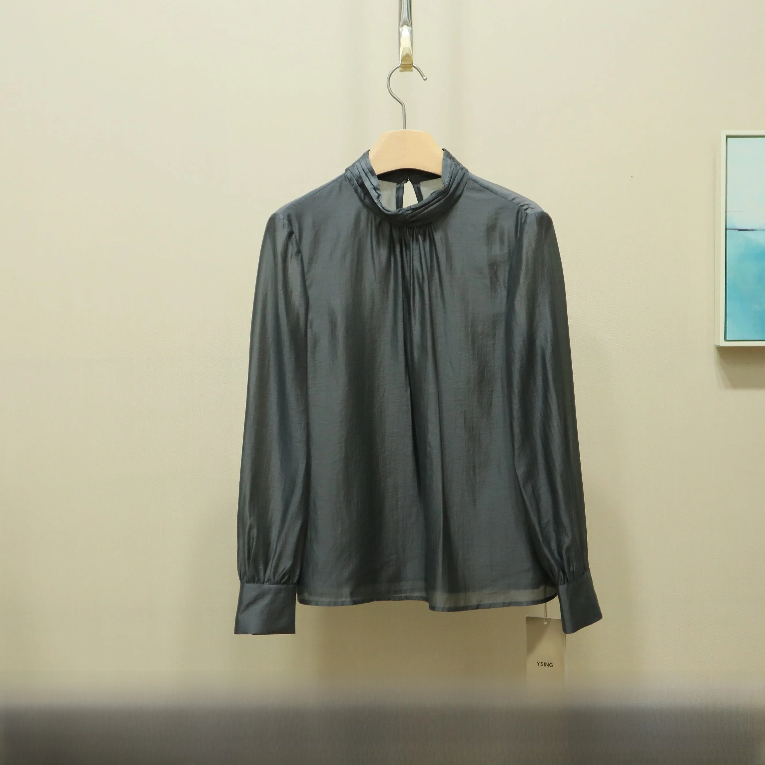 

Casual Sle Stand Collar Women's irt Spring New Arrival Breathable Comfortable Lenzing Lyocell Polyester Blend Long Sve