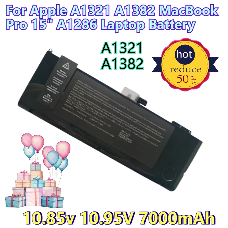 

New 7000mAh for Apple A1321 A1382 MacBook Pro 15" A1286 Laptop Battery