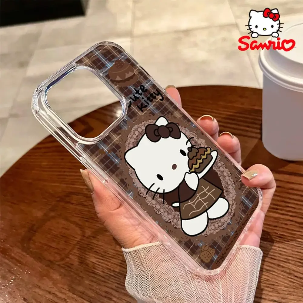 حافظة هاتف كيتي كات آيفون 16/15/14/13/12/11/x/xs/xs ماكس امرأة آيفون 13 حافظة هالو كيتي أنيمي ملحق 2025 جديد