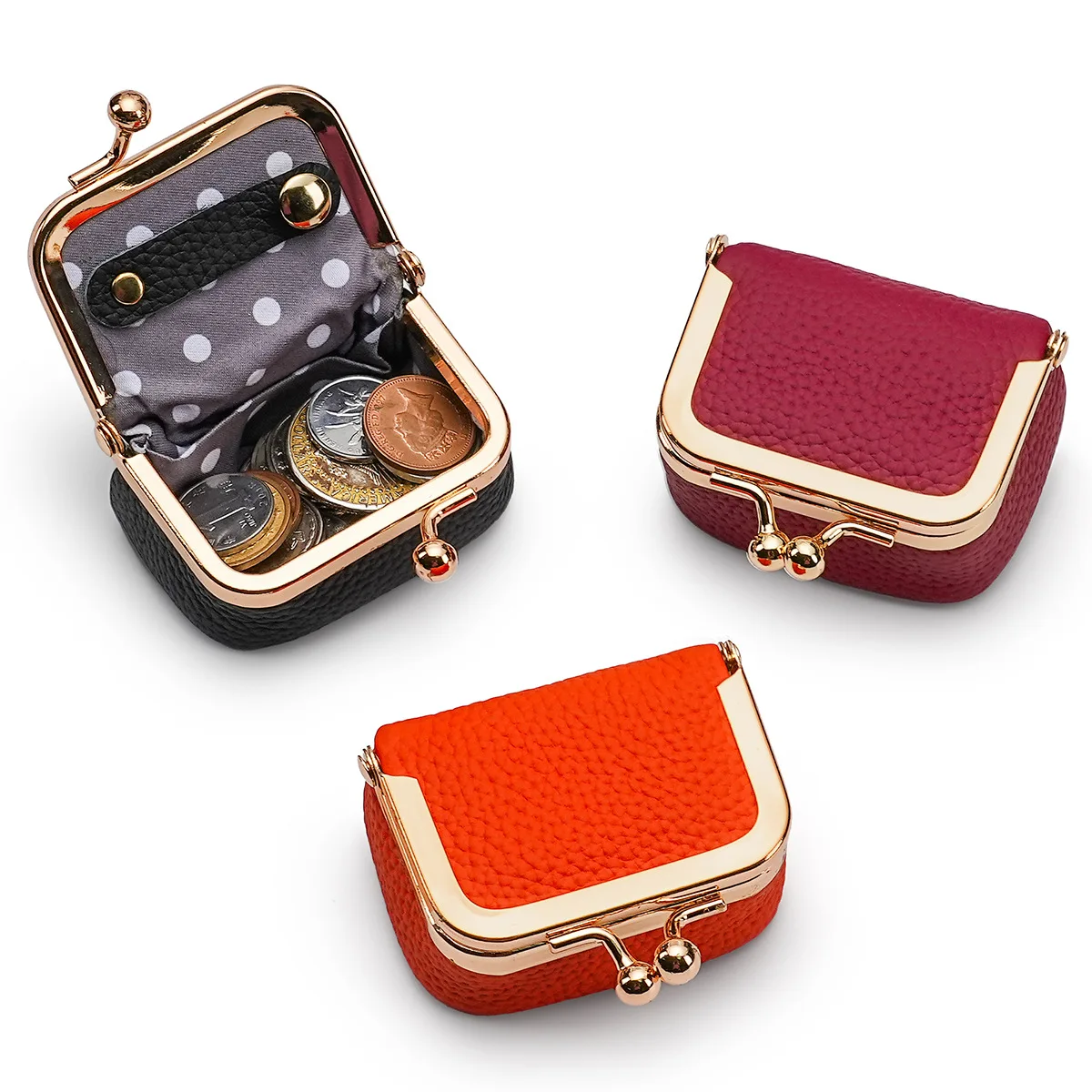 

Genuine Leather Mini Jewelry Pouch, Small Gold Bag for Diamond Rings & Necklaces, Multi-purpose Accessory Coin Purse Gift