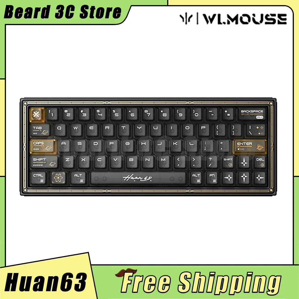 

WLMouse Huan63 Механическая клавиатура из магниевого сплава RGB Проводная игровая клавиатура RT0,001 мм 0,125 мс Клавиатура с низкой задержкой Прокладка для геймера