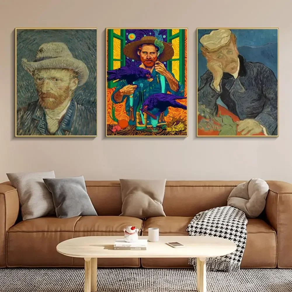 1pc Retro Van Gogh Starry Sky Vintage Poster Print Home Living Room Bedroom Entrance Bar Restaurant Cafe Art Painting Decoration