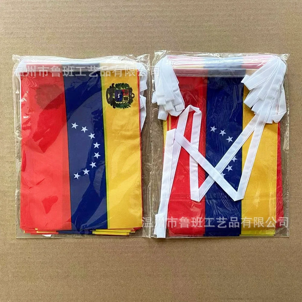 （TIKI FLAG）20pcs/lot Venezuela bunting flags 14x21cm Pennant Venezuela String Banner Festival Party Holiday for decoration