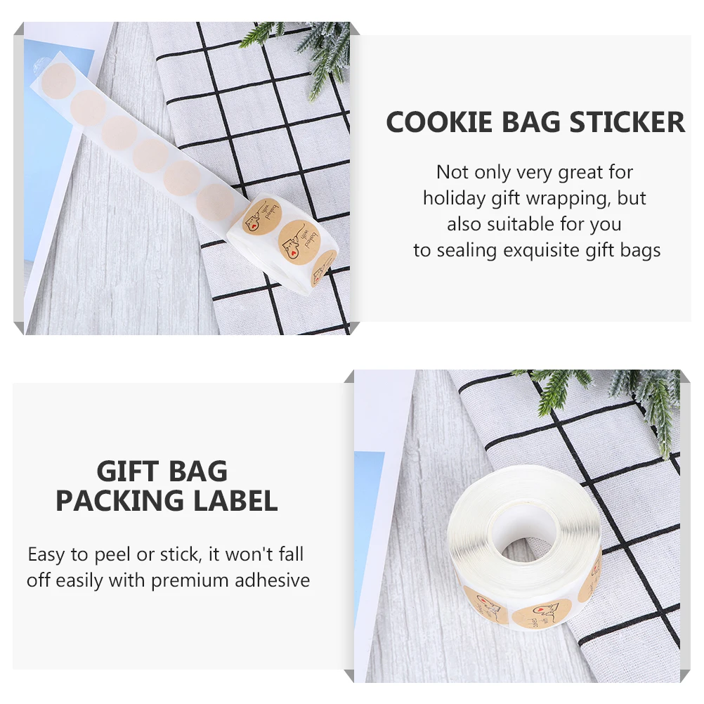 

Cowhide Stickers Packaging Bag Packing Label Brown Paper Gift Bags Kraft Making Cookie