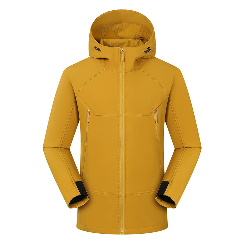 

Outdoor Soft Shell Jacket Men Hooded Autumn and Winter Windproof Function Three Proof Assault Suit Casual Hiking Hooded Jacket
