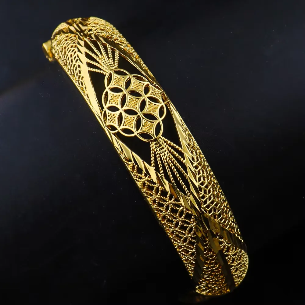 

Dubai African 24k Gold plated Bracelet Women's Fashion Jewelry Ethiopian Bride Wedding Bracelet Jewelry Gift Wholesale
