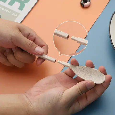 4 पीस पोर्टेबल टेबलवेयर सेट गेहूं के भूसे के बर्तन अलग करने योग्य कटलरी यात्रा टेबलवेयर पिकनिक डिनरवेयर सेट कैम्पिंग कटलरी सेट 8 best sales डिनरवेयर सेट - №2