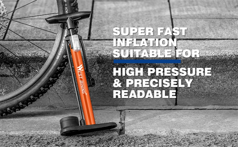 WEST BIKING 160PSI High Pressure Bicycle Pump With Gauge MTB Road Bike Tire Inflator For Presta/Schrader Valve Bike Accessories