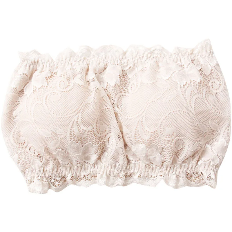 

Silk Non-Wired Strapless Bra, Lace Anti-Glare Bandeau, Invisible Backless Design for Summer