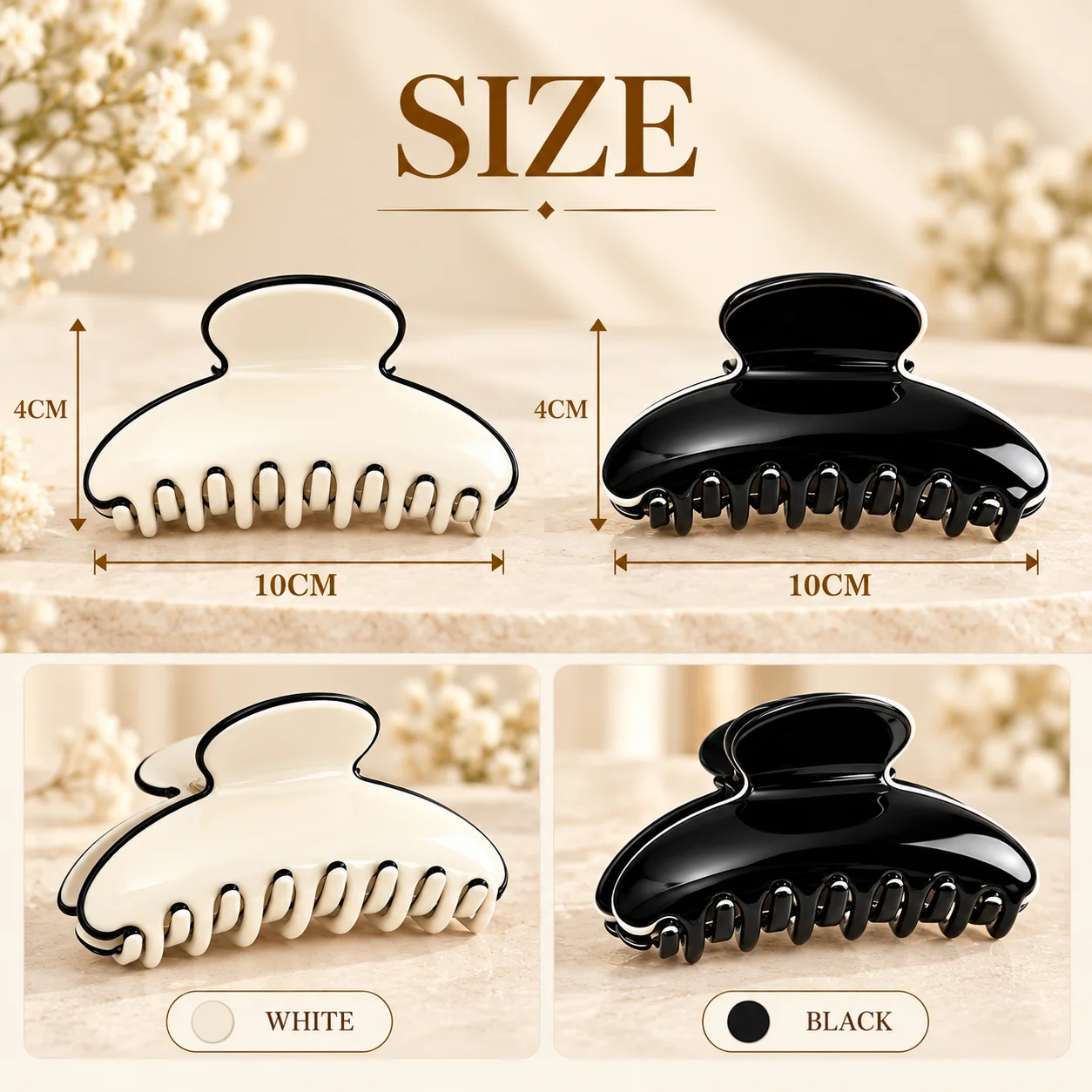 Custom Claw Clip Personalized Name Lettering Acetate Hair Claw Clips Black White Strong Grip for Women Daily Wear Wedding Gifts