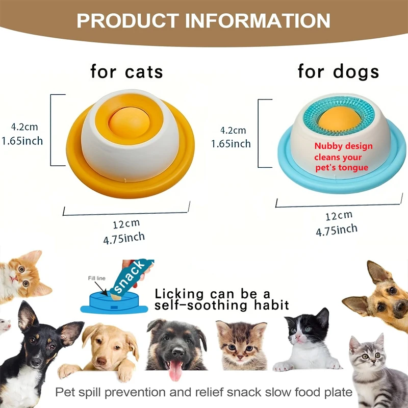Yogurt Licking Plate Slow Feeder for Dogs & Cats Pet Lick Mat Interactive Snack Bowl Promotes Dental Health Pet Licking Mat Bowl