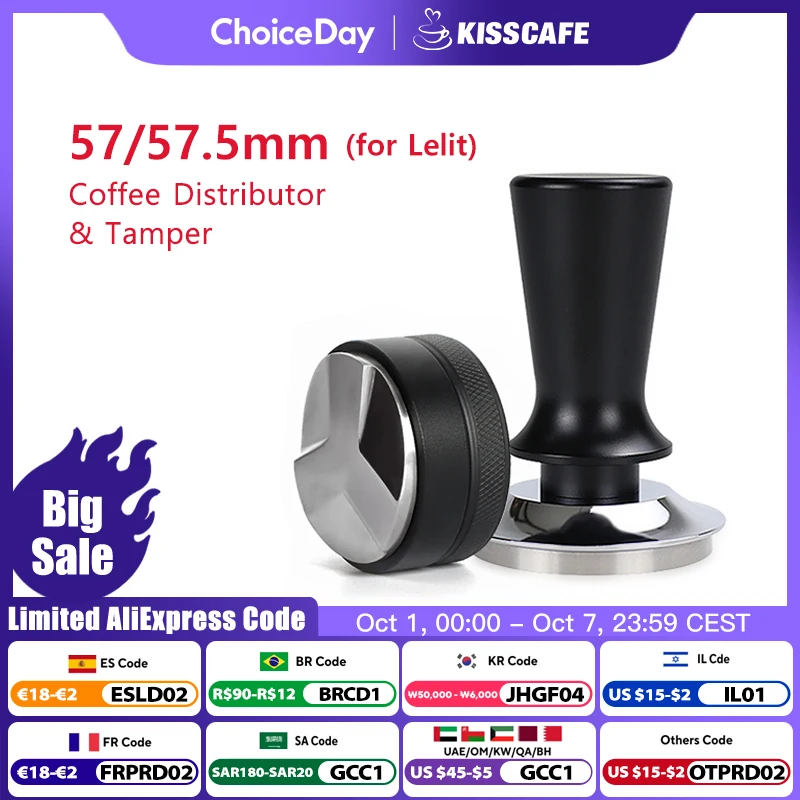 Coffee Tamper 57mm 57.5mm Constant Pressure 30 Lbs Powder Hammer For Lelit Anna Barista Espresso Macker Accessories Corner Tool