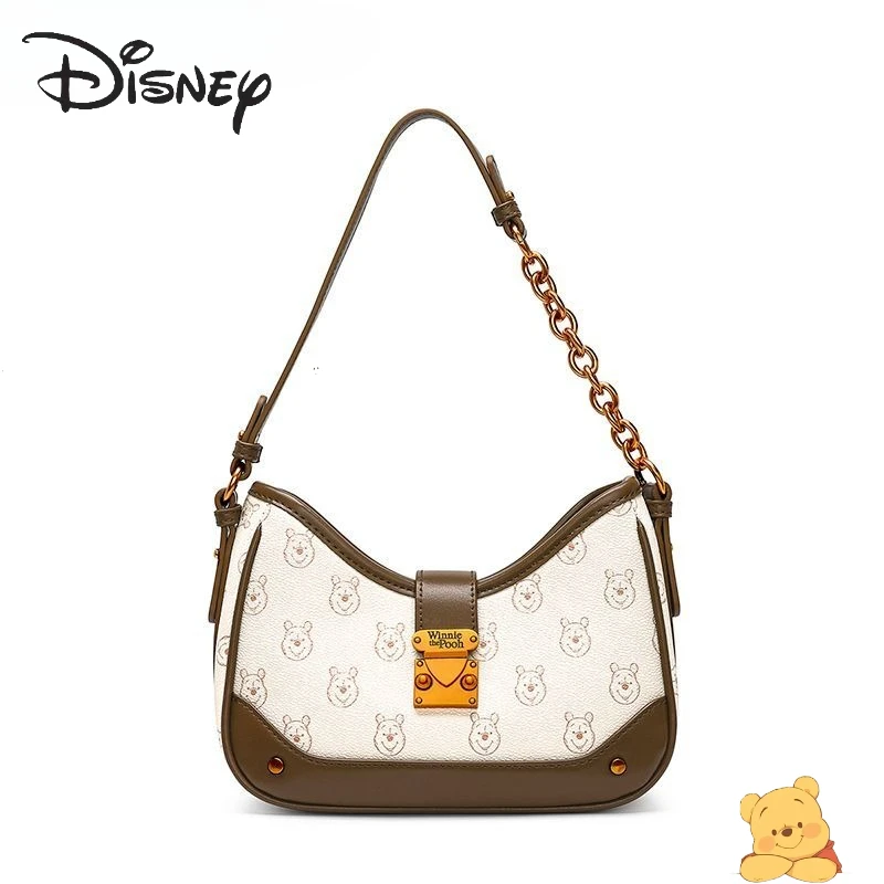 

Disney Pooh Bear cartoon cute one-shoulder underarm bag creative for girls high-end simple tote bag Halloween Christmas gift.