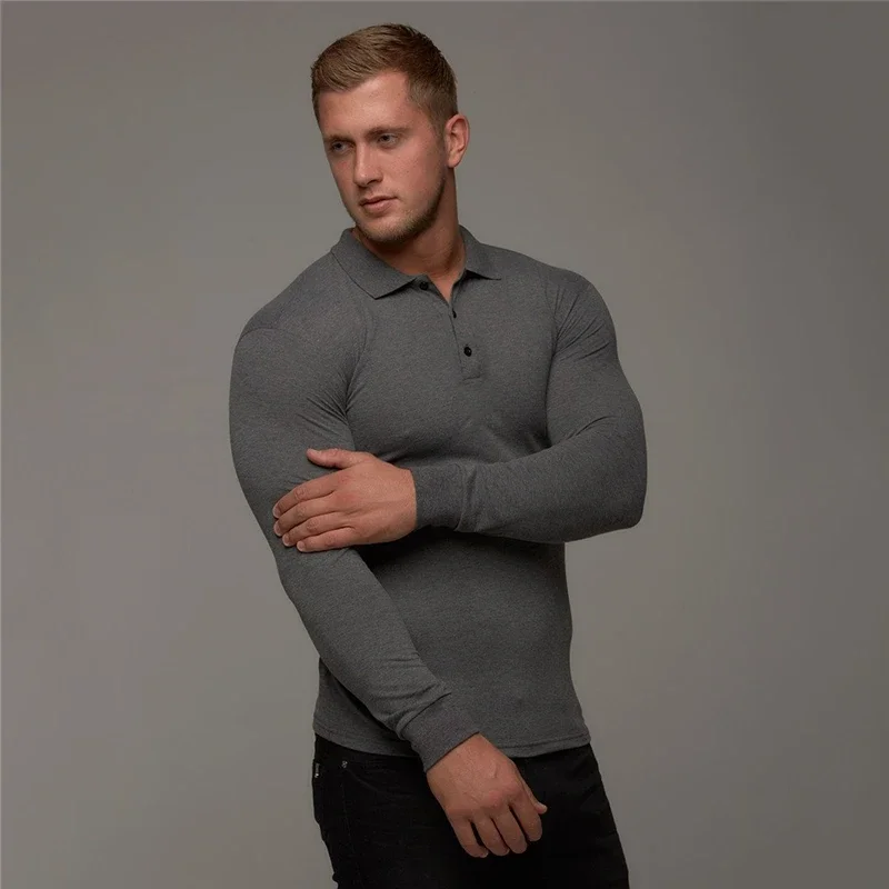 New Brand Polo Shirt Mens Casual Fashion Breathable Cotton Polo Tshirt Men Business Long Sleeve High Quality Poloshirt Men