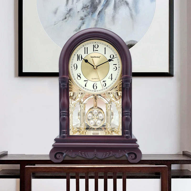 

New Chinese Desk Clock Creative Timekeeping Clock Retro Home Antique Desktop Swing Clock Mute
