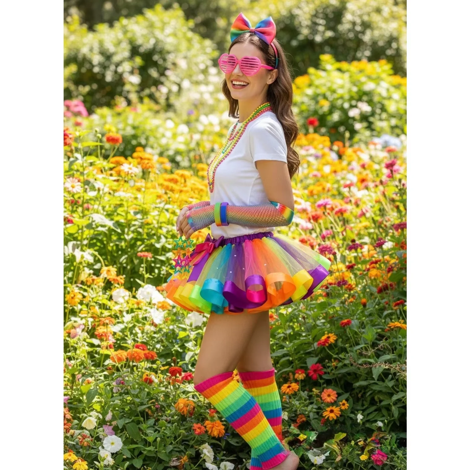 PESENAR accessori per vestire da donna anni '80 orecchini con fibbia testa gonna ginocchiere catena di perline e così via 9 pezzi