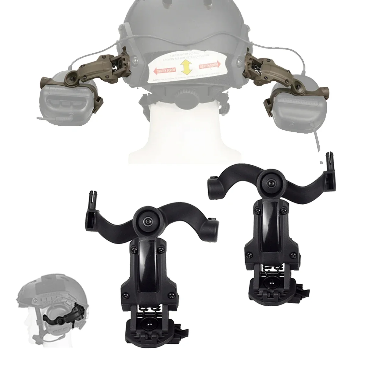 

Shooting Headset Bracket Kit Multi-angle Rotation Nylon Helmet Rail Adapter Fit OPS Core ARC and Team Wendy MLOK Headphone Mount