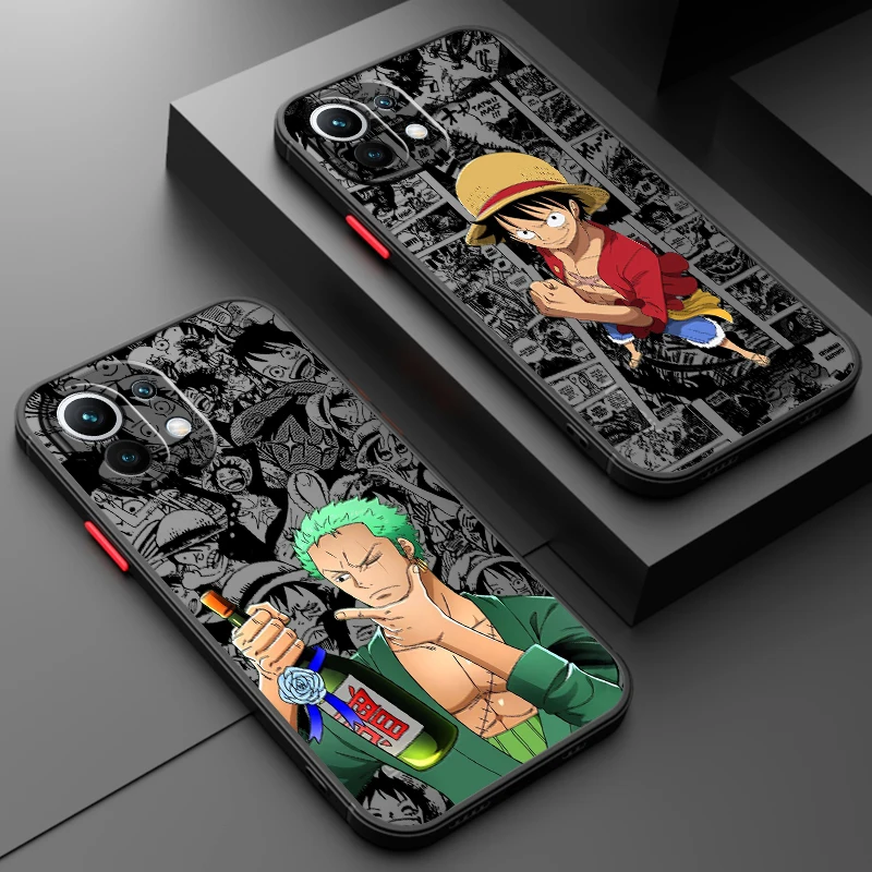

Anime One Piece Luffy Zoro Frosted Translucent For Xiaomi Mi 13 12 12T 11T 11 11i 10T 10 9T Pro Lite Ultra 5G Funda Phone Case