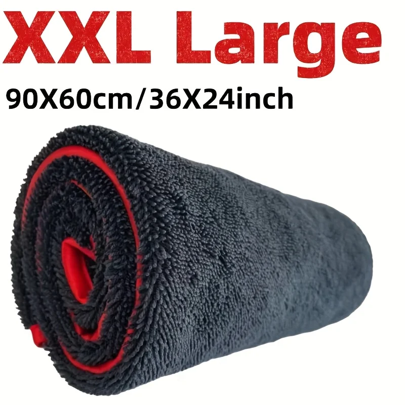 Toalha de Secagem Automotiva de Microfibra XXL 90x60cm 500GSM Ultra Absorvente com Design de Anel Torcido Espesso, Sem Fiapos e Sem Riscos para Detalhamento Automotivo