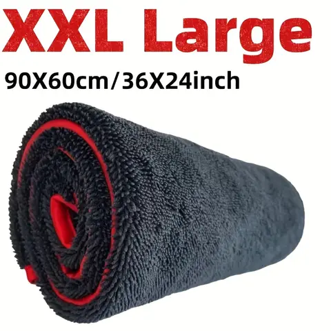 90x60cm XXL 500GSM Microfiber Car Drying Towel Ultra Absorbent Thickened Twist Ring Design Lint Free Scratch Free Auto Detailing