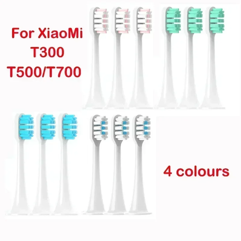 Substituição Escova Cabeças para Xiaomi Mijia Sonic Dente Elétrico Tampas de Cerdas Macias, Pacote de Vácuo Bicos, T300, T500, T700, 4 Pcs, 12Pcs