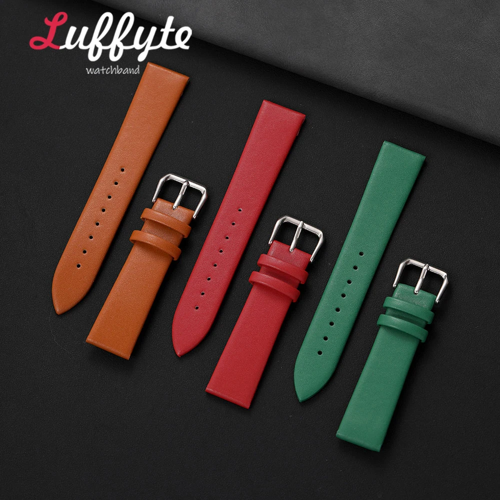 Ultra Thin PU Leather Watch Strap for Men Women 16mm 18mm 20mm 22mm with Gift Packing Box Fashion Casual Wristwatch Band