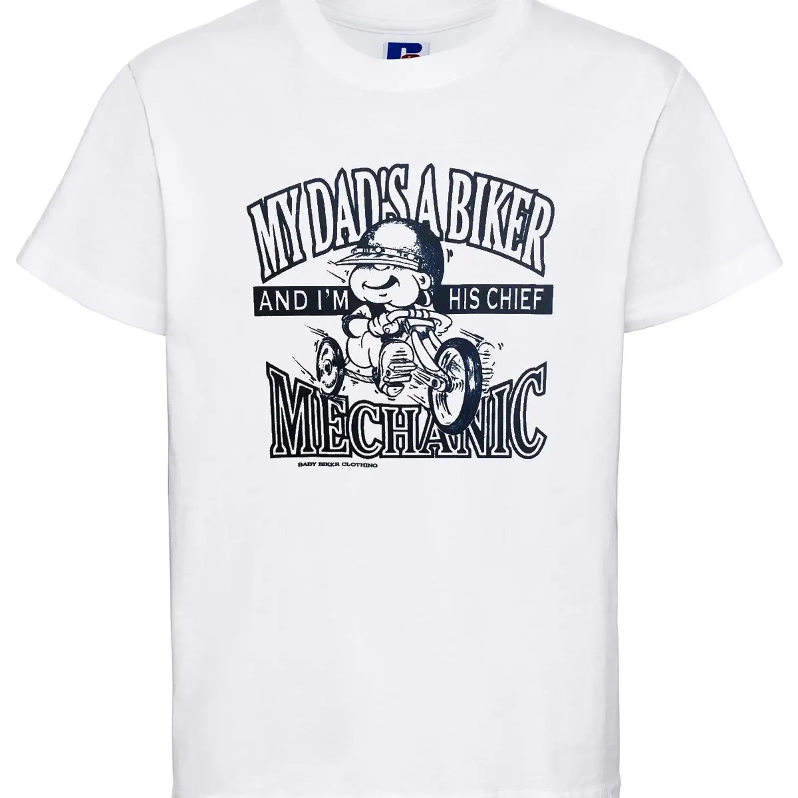 Baby Kinder Motorrad Spruch T Shirt weiß My Dads A Biker Chief Mechaniker 12 14 Jahre vintage Washed Casual designer clothes