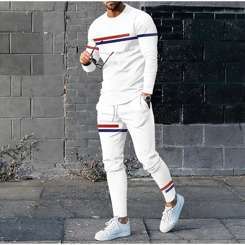 Autumn Men Tracksuit 2 Piece Sets Trend O-neck Long Sleeve T Shirt Pants Oversized Loose Clothes Sports Style Man Clothing