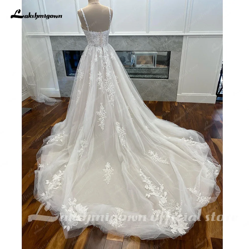 Lakshmigown Lace Appliques Sleevless Wedding Dress for Women 2024 Backless Bridal Gown Custom Made vestido blanco boda civil