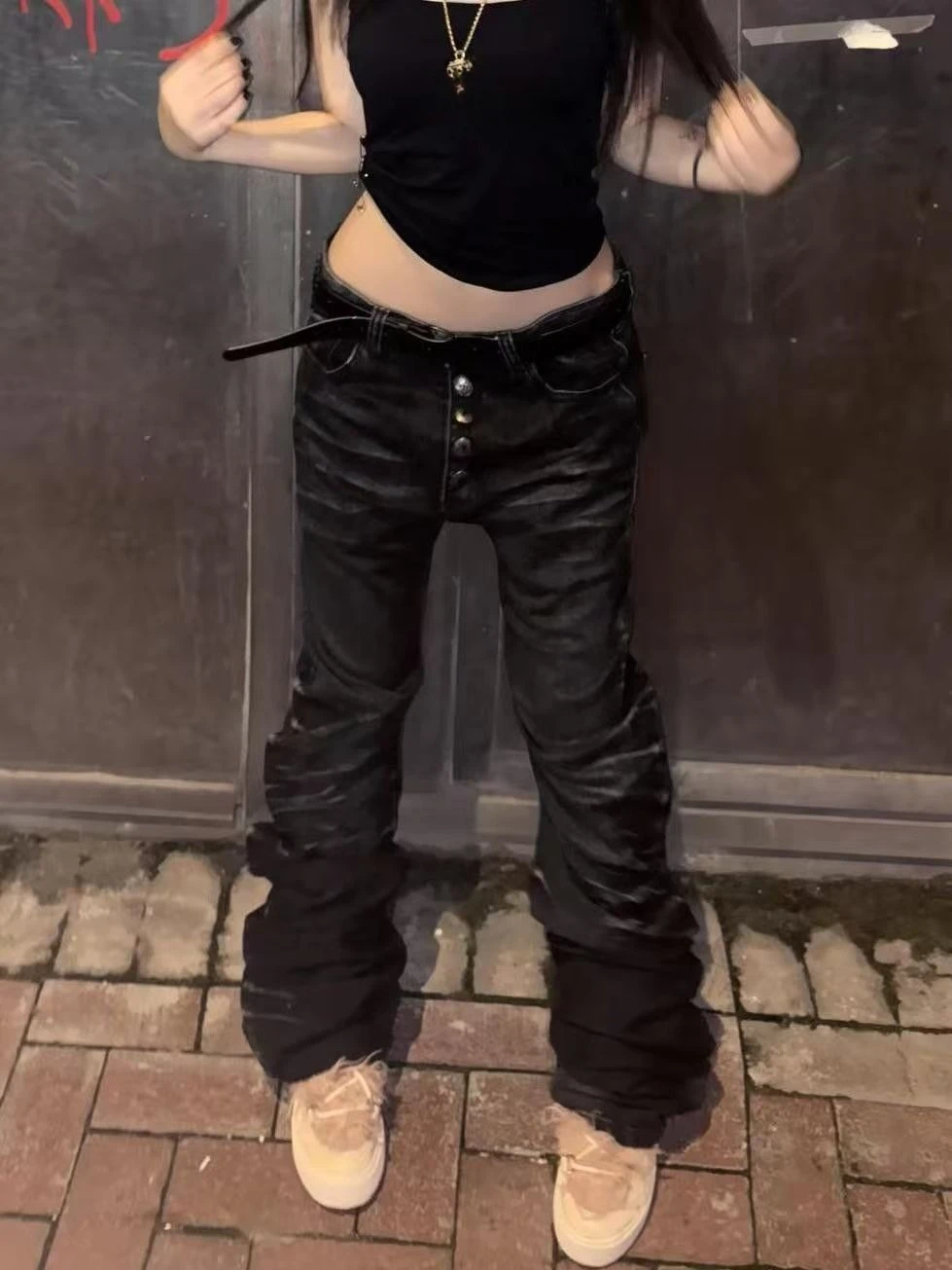 

Subculture Retro Wash Personality Fashion Casual Slim Leg Jeans American Street Destruction Style High Street Denim Pants 2026