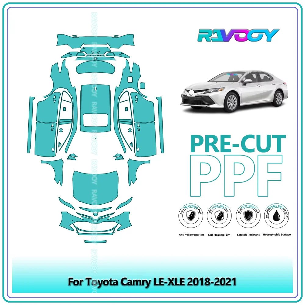 RAVOOY Custom-Fit Precut TPU PPF Full Vehicle Clear Bra Stone Guard EU UK For Toyota Camry LE-XLE 2018-2021