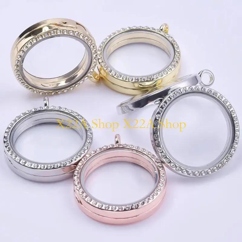 Unique Crystals Clear Glass Pendant Necklace Magnet Closure Alloy Jewelry