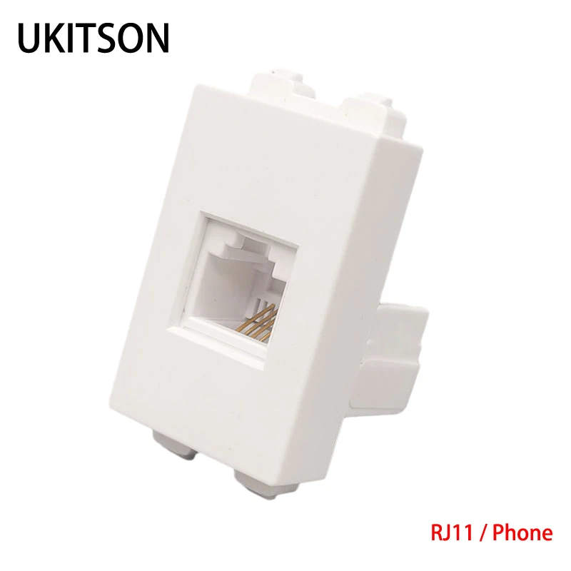 White Color 4 Pins CAT3 RJ11 Phone Call Slot Modules 23x36mm Crimps Wire Telephone Adapter Socket Insert For Wall Panel Outlet