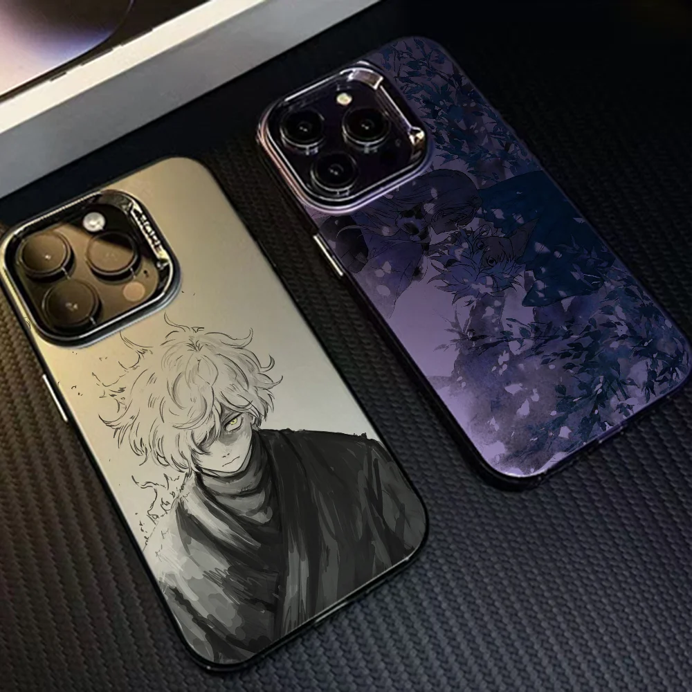 Hot Blooded Anime H-Hell's Paradise Phone Case For IPhone 16 Pro Max 15 14 13 12 XS Plus 11 Fashion Matte Aurora Laser Gradient