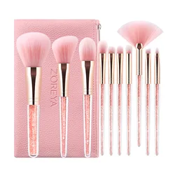 ZOREYA Powder Blusher Eye Shadow Set Diamond Crystal Pink Storage Bag Foundation Make-Up Brush Makeup Tools