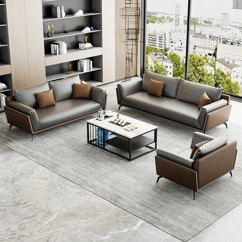 

Office sofa business reception modern simple guest single three-person office sofa coffee table combination set
