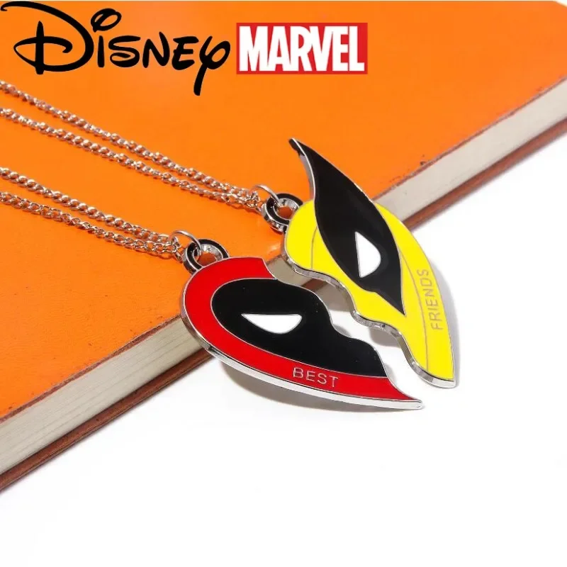 Marvel Disney Deadpool 3 Logo Deadpool and Wolverine Best Friends Necklace Pendant Heart Necklace Jewelry Accessories Wholesale