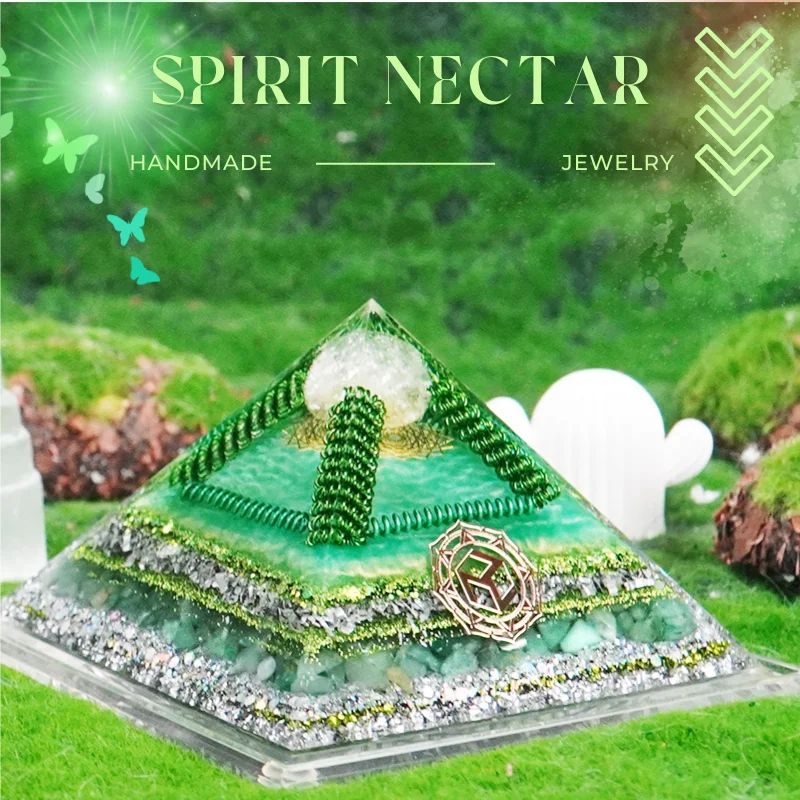 

Spiral Wire Orgonite Pyramid Energy Generator Natural Green Aventurine Orgone Chakra Crystal Healing Energy Yoga Meditation