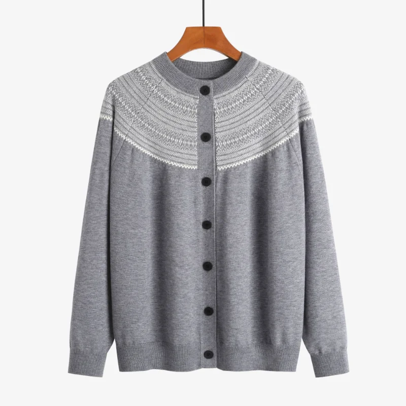 Novo outono e inverno malhas cardigan feminino todos os jogos elegante novo solto em torno do pescoço casual elegante topo