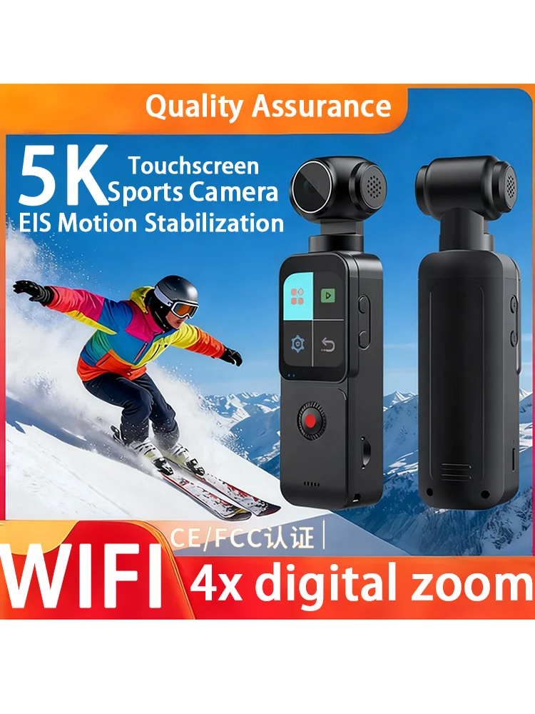 AliExpress WDSZKMYF 4K/5K Ultra WIFI or Touch Screen Pocket Action Camera 270° Vlog Mini Sports Cam Helmet Travel Bicycle Driver Recorder 1.69"